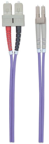 Intellinet Fiber Optic Patch Cable, OM4, LC/SC, 2m, Violet, Duplex, Multimode, 50/125 µm, LSZH, Fibre, Lifetime Warranty