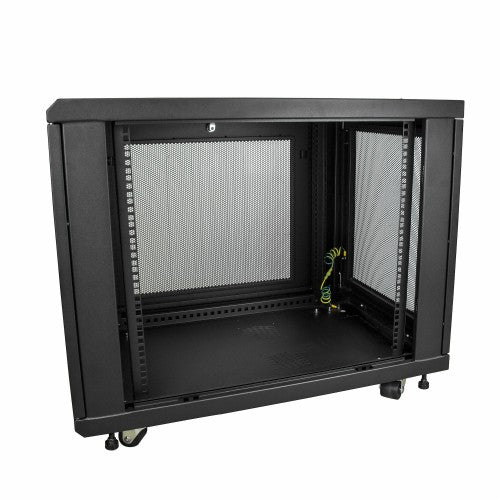 StarTech.com 4-Post 12U Server Rack Cabinet, Lockable 19" Data Rack Cabinet for Computer / AV / IT Equipment, Office / Home Network Rack with Casters & Adjustable Mounting Rails