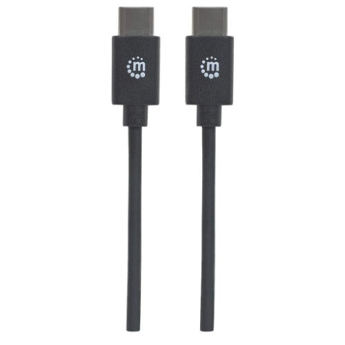 Manhattan USB-C to USB-C Cable, 1m, Male to Male, 480 Mbps (USB 2.0), 3A (fast charging), Hi-Speed USB, Black, Lifetime Warranty, Equivalent to USB2CC1M