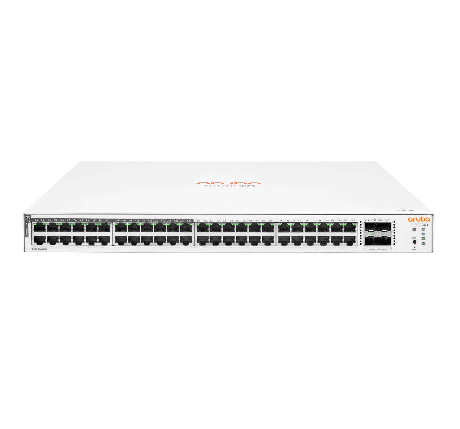 HPE Aruba Networking Aruba Instant On 1830 48G 24p Class4 PoE 4SFP 370W (x20) Managed L2 Gigabit Ethernet (10/100/1000) Power over Ethernet (PoE) 1U