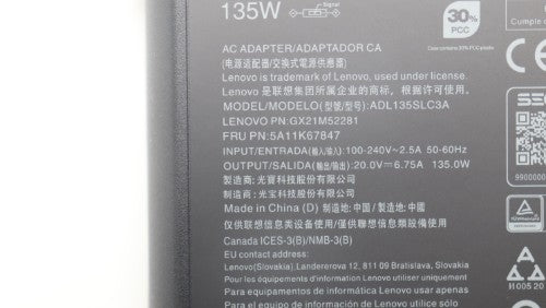 Lenovo 5A11K67847 power adapter/inverter Indoor 135 W Black