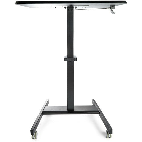 StarTech.com Mobile Standing Desk - Portable Sit Stand Ergonomic Height Adjustable Cart on Wheels - Rolling Computer/Laptop Workstation Table with Locking One-Touch Lift for Teacher/Student
