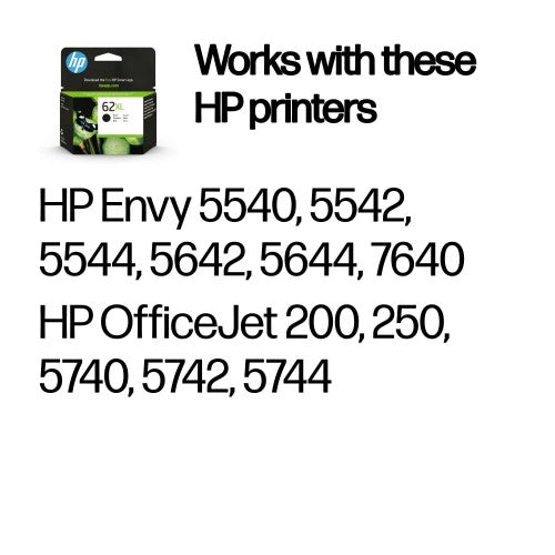HP C2P05AE/62XL Printhead cartridge black high-capacity, 600 pages ISO/IEC 24711 for HP Envy 5640