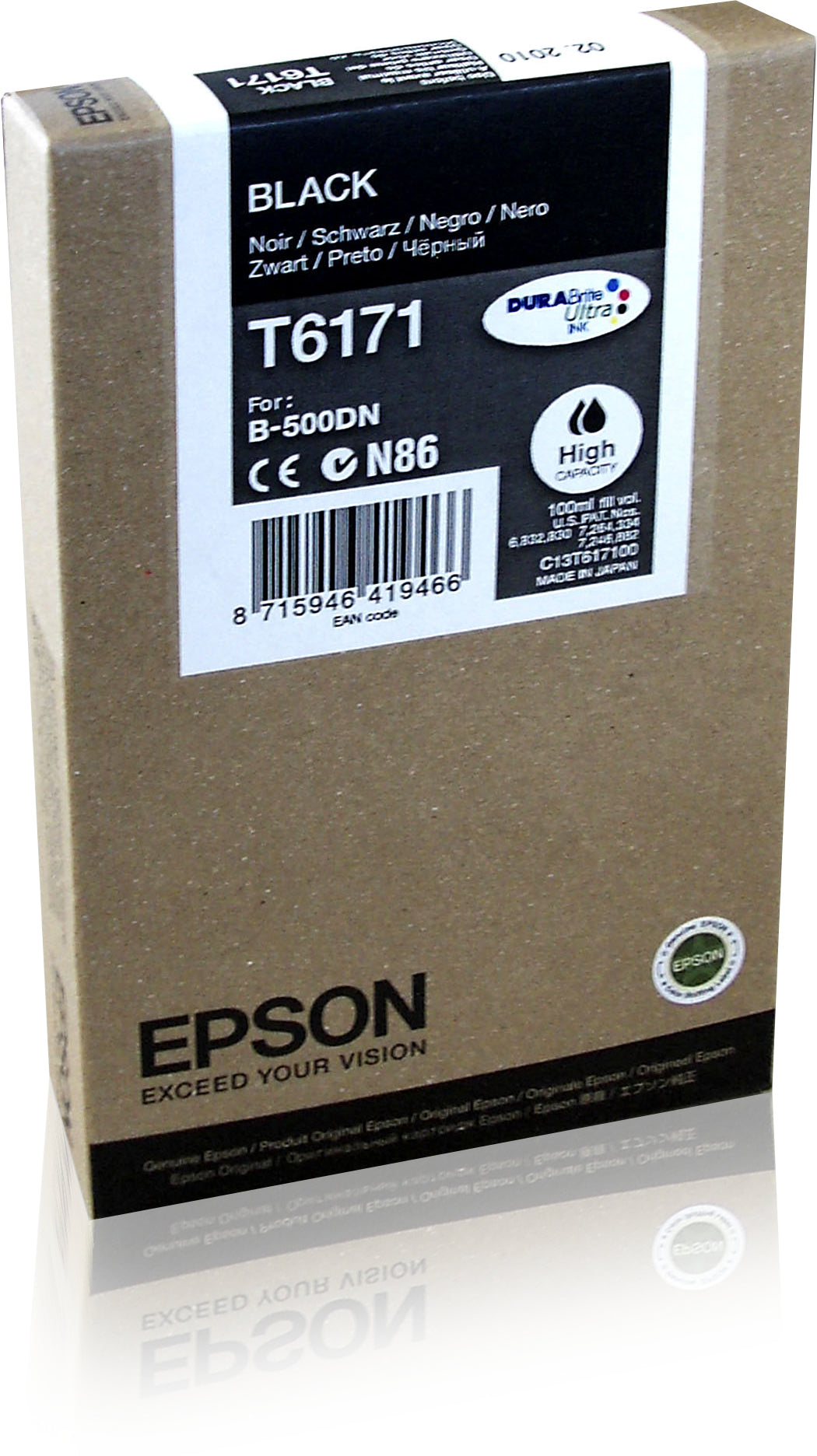 Epson C13T617100/T6171 Ink cartridge black high-capacity, 4K pages 100ml for Epson B 500