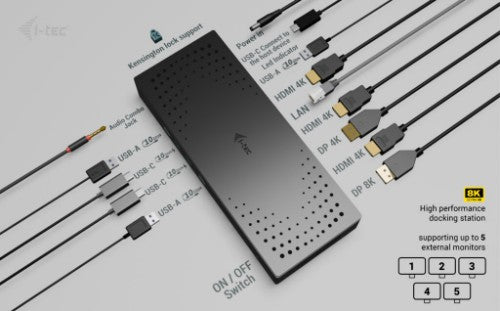 i-tec Universal 5x 4K/60Hz Display Docking Station + Power Delivery 100W