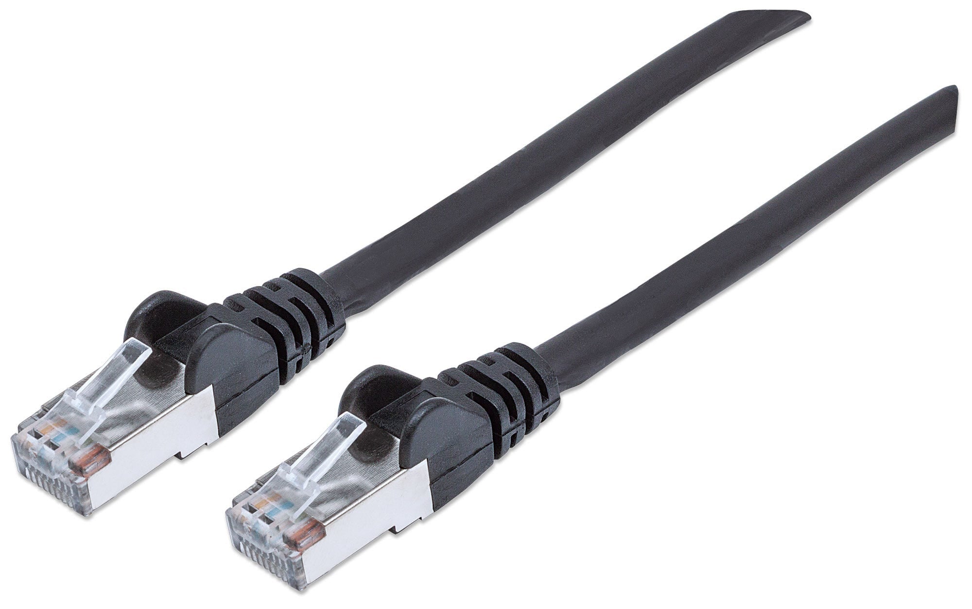 Intellinet Network Patch Cable, Cat6A, 1m, Black, Copper, S/FTP, LSOH / LSZH, PVC, RJ45, Gold Plated Contacts, Snagless, Booted, Lifetime Warranty, Polybag