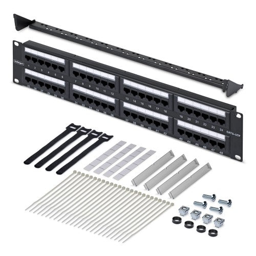StarTech.com 48-Port 2U Rackmount Cat6 Patch Panel, RJ45, UTP, 110 Punch-Down, Cat 6 Ethernet Patch Panel for Network Server Rack