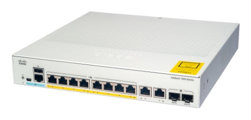 Cisco Catalyst 1000-8FP-2G-L Network Switch, 8 Gigabit Ethernet (GbE) PoE+ Ports, 120W PoE Budget, two 1 G SFP/RJ-45 Combo Ports, Fanless Operation, Enhanced Limited Lifetime Warranty (C1000-8FP-2G-L)