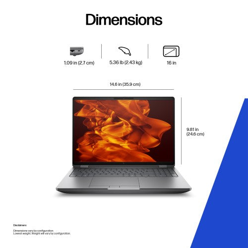 HP ZBook Fury G1i Data Science Intel Core Ultra 7 255HX Mobile workstation 40.6 cm (16") WUXGA 32 GB DDR5-SDRAM 1 TB SSD NVIDIA RTX PRO 1000 Blackwell Wi-Fi 7 (802.11be) Windows 11 Pro AI Workstation, AI PC Silver