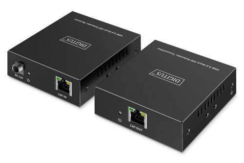 Digitus USB 3.2 Gen1 CAT Extender, 5 Gbps, 4 ports: 3x USB-A / 1x USB-C, 100m