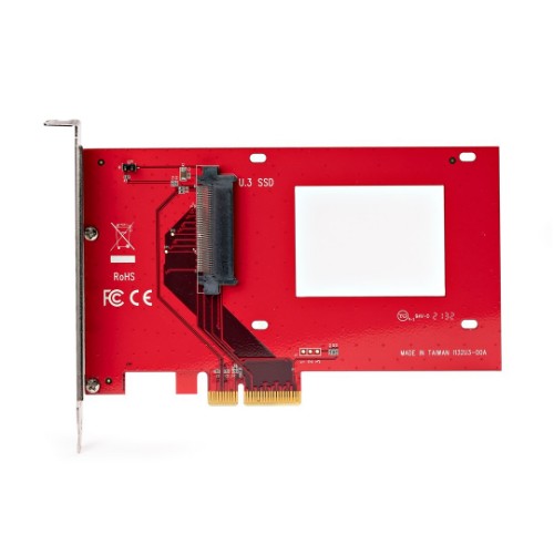 StarTech.com U.3 to PCIe Adapter Card, PCIe 4.0 x4 Adapter For 2.5" U.3 NVMe SSDs, SFF-TA-1001 PCI Express Add-in Card for Desktops/Servers, TAA Compliant - OS Independent