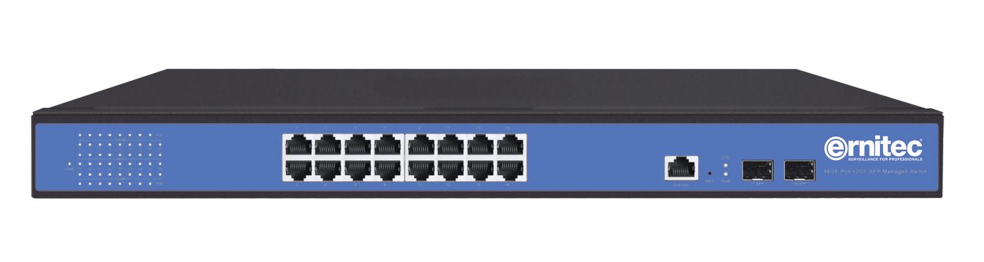 Ernitec Managed Layer 2, 16 Gigabit ports, 2 Gigabit SFP ports