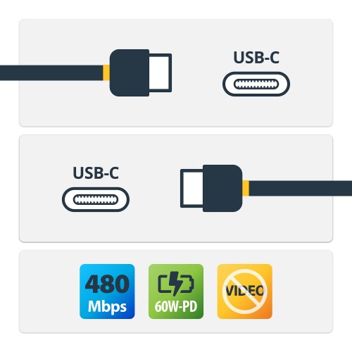 StarTech.com 13ft (4m) USB-C Charging Cable, Charge & Sync, 60W (3A) PD, USB 2.0 Laptop Charger Cable, TPE Jacket - Black USB C Charging Cord