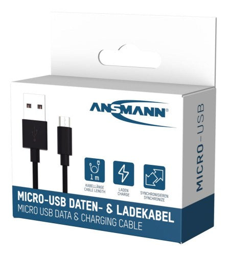 Ansmann 1700-0129 USB cable 1 m USB A Micro-USB B Black