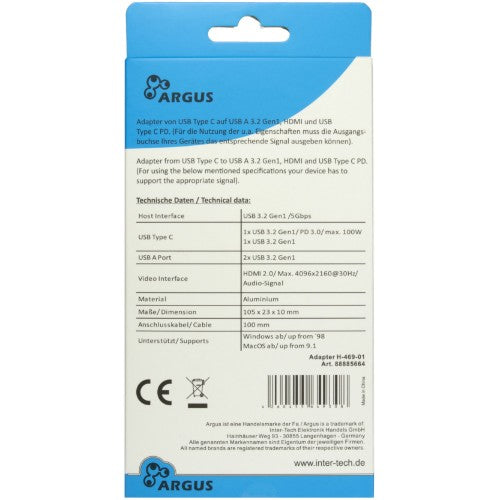 Inter-Tech H-469-1 USB 3.2 Gen 1 (3.1 Gen 1) Type-C 5000 Mbit/s Black