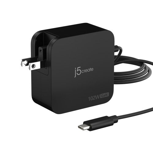 j5create 102W GaN PD USB-C 2-Port Charger with Changeable AC Plugs
