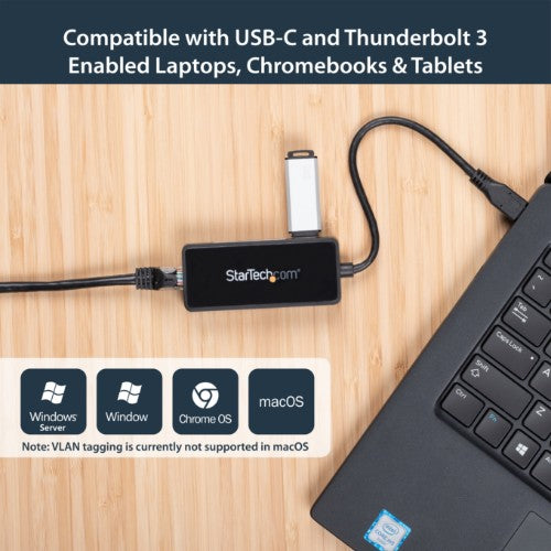 StarTech.com USB-C to Gigabit Network Adapter with Extra USB 3.0 Port
