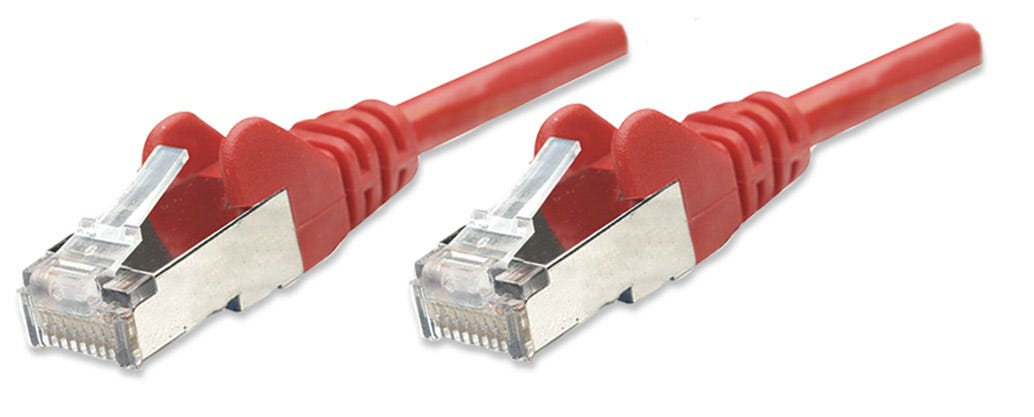 Intellinet Network Patch Cable, Cat5e, 7.5m, Red, CCA, SF/UTP, PVC, RJ45, Gold Plated Contacts, Snagless, Booted, Lifetime Warranty, Polybag