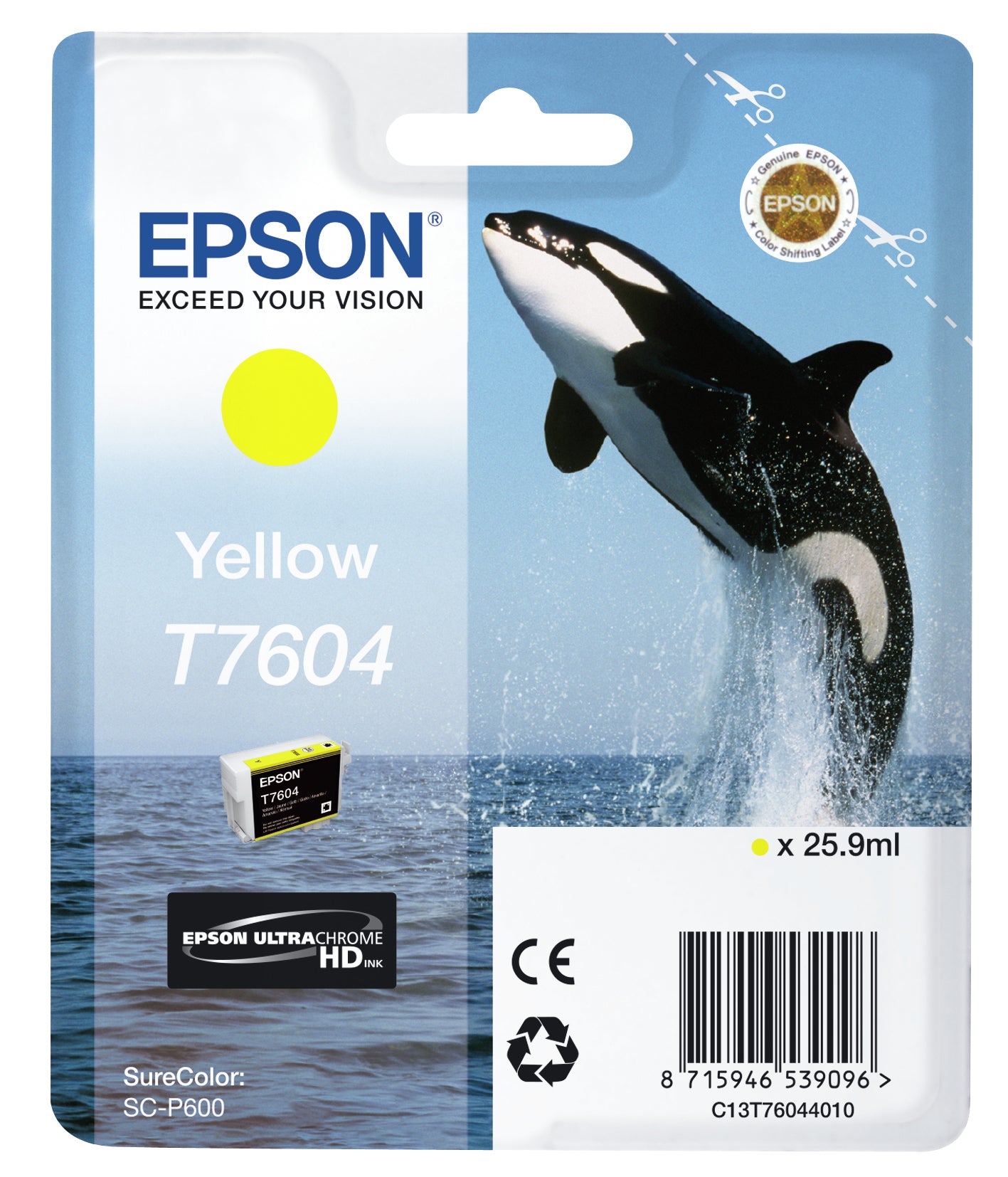 Epson C13T76044010/T7604 Ink cartridge yellow, 2.1K pages 25,9ml for Epson SC-P 600