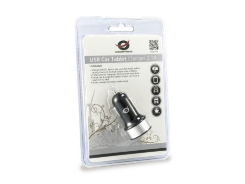 Conceptronic 2-Port USB Car Tablet Charger 2.1A