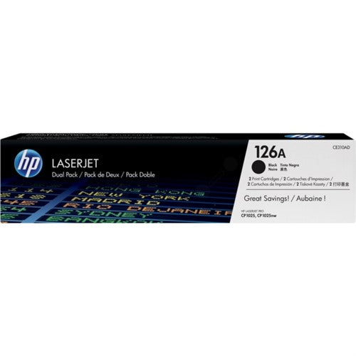 HP CE310AD/126A Toner black twin pack, 2x1.2K pages/5% Pack=2 for HP LJ Pro CP 1025