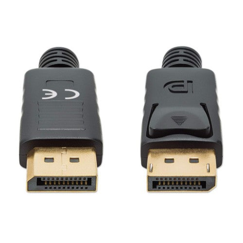 Manhattan DisplayPort 1.4 Cable, 8K@60hz, 2m, Suitable for ALL 8K, 4K & 1080p/HD uses - when upgrading now or have it ready for when you need it, PVC Cable, Male to Male, With Latches, Fully Shielded, Black, Lifetime Warranty, Equivalent to DP14MM2M