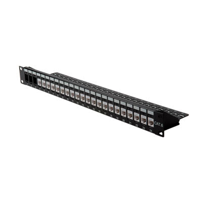 ROLINE Keystone 19'' Module frame Cat.5/Cat.6, 24 Ports, blank, unshielded black