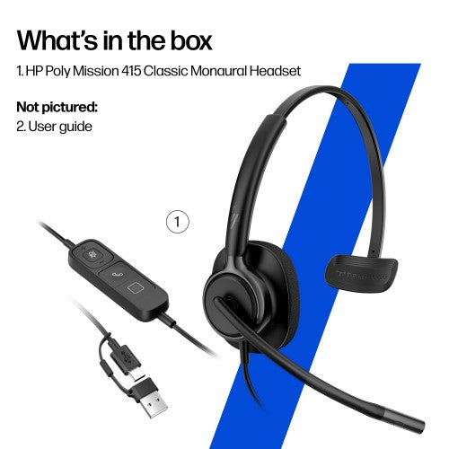 HP Poly Mission 415 Monaural USB Wired Headset (Bulk)
