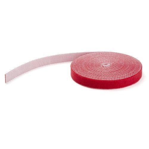 StarTech.com 100ft Hook and Loop Roll - Cut-to-Size Reusable Cable Ties - Bulk Industrial Wire Fastener Tape /Adjustable Fabric Wraps Red / Resuable Self Gripping Cable Management Straps