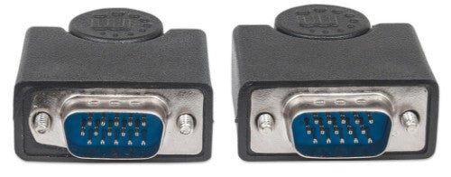 Manhattan VGA Monitor Cable (with Ferrite Cores), 3m, Black, Male to Male, HD15, Cable of higher SVGA Specification (fully compatible), Shielding with Ferrite Cores helps minimise EMI interference for improved video transmission, Lifetime Warranty