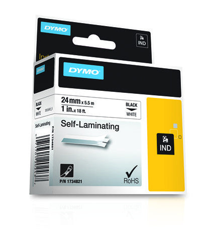 Dymo 1734821/S0773860 Ribbon self-laminating black on white 24mm x 5,5m for Dymo Rhino 6-24mm