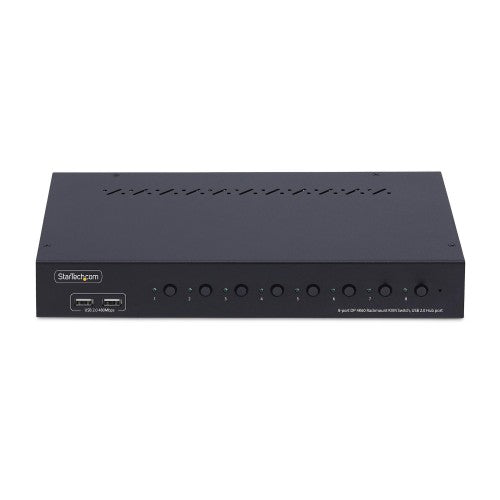 StarTech.com 8-Port DisplayPort KVM Switch with 1U Rack Mount Kit, 4K 60Hz DP 1.2, Push-Button & Hotkey Switching, 4-Port USB Hub, OS Independent, TAA Compliant