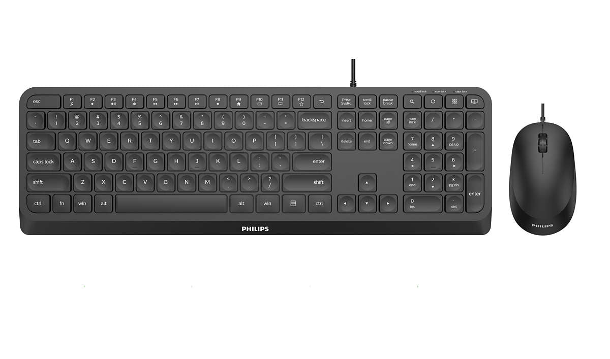 Philips 2000 series SPT6207B/21 keyboard Mouse included Universal USB QWERTY Nordic Black