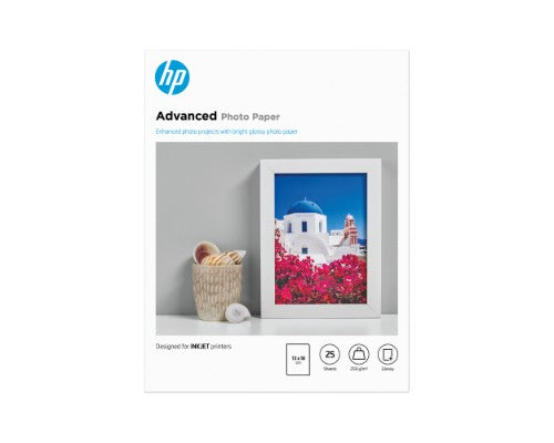 HP Advanced Photo Paper, Glossy, 250 g/m2, 13 x 18 cm (127 x 178 mm), 25 sheets