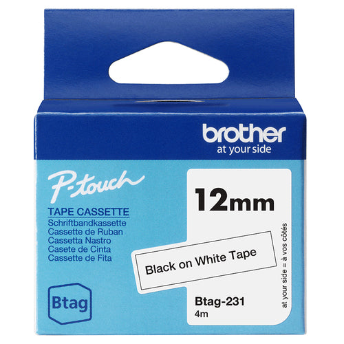 Brother BTAG-231 DirectLabel-etikettes black on white 12mm x 4m for Brother Btag 12mm