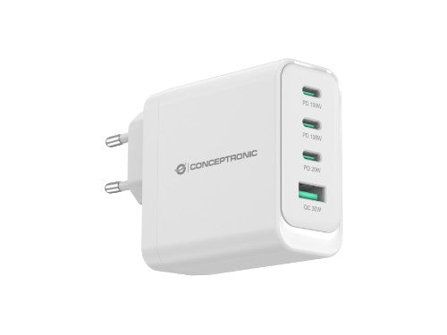 Conceptronic ALTHEA22W100 4-Port 100W GaN USB PD Charger, USB-C x 3, USB-A x 1, QC 3.0, PPS, PD 3.0