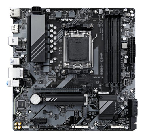 GIGABYTE B650M D3HP Motherboard - AMD Ryzen 9000 Series CPUs, 5+2+2 Phases VRM, up to 7600MHz DDR5 (OC), 2xPCIe 4.0 M.2, 2.5GbE LAN, USB 3.2 Gen 1