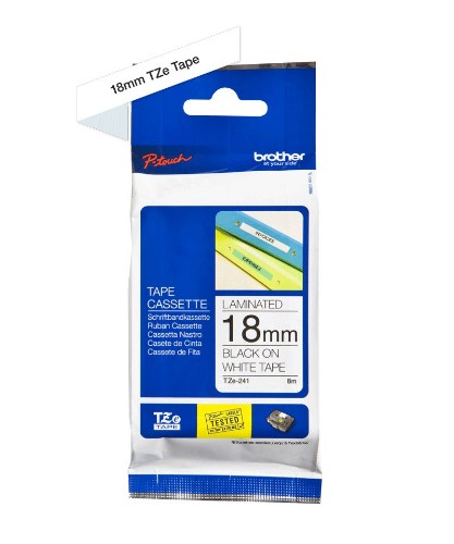 Brother TZE-241 DirectLabel black on white Laminat 18mm x 8m for Brother P-Touch TZ 3.5-18mm/36mm/6-18mm/6-24mm/6-36mm