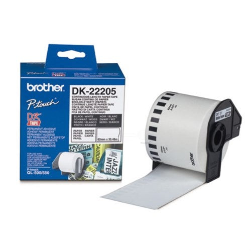 Brother DK-22205 DirectLabel Etikettes white 62mm x 30,48m for Brother P-Touch QL/700/800/QL 12-102mm/QL 12-103.6mm