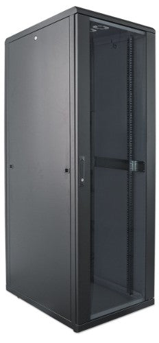 Intellinet 19" Network Cabinet - Free Standing, 32U, 600x800mm (width x depth), Black, Flatpack, Max 1500kg, Multi-Point Door Lock, One Lock Per Side Panel, Usable Depth 123 to 573mm, IP20 rated, Rack, Steel