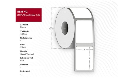 Capture SHIPLABEL76X102-C25 printer label White