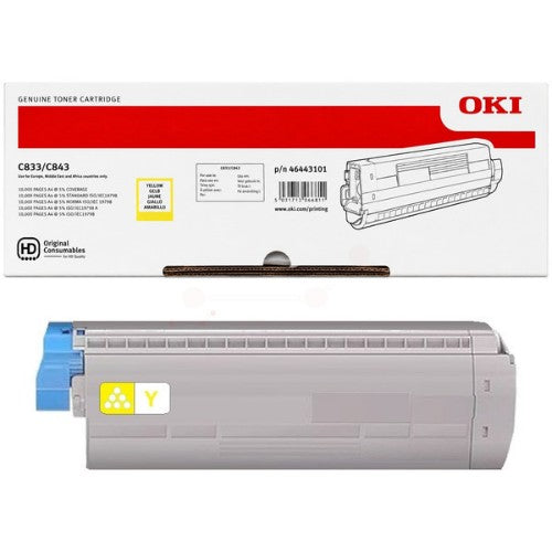 OKI 46443101 Toner-kit yellow, 10K pages ISO/IEC 19798 for OKI C 833