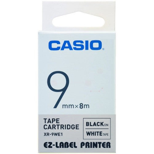 Casio XR-9WE1 Ribbon black on white 9mm x 8m for Casio Labelprinter 6-12mm/18mm/24mm