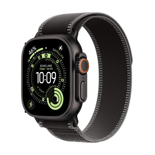 Apple Watch Ultra 3 GPS + Cellular 49mm Black Titanium Case with Black/Charcoal Trail Loop - S/M