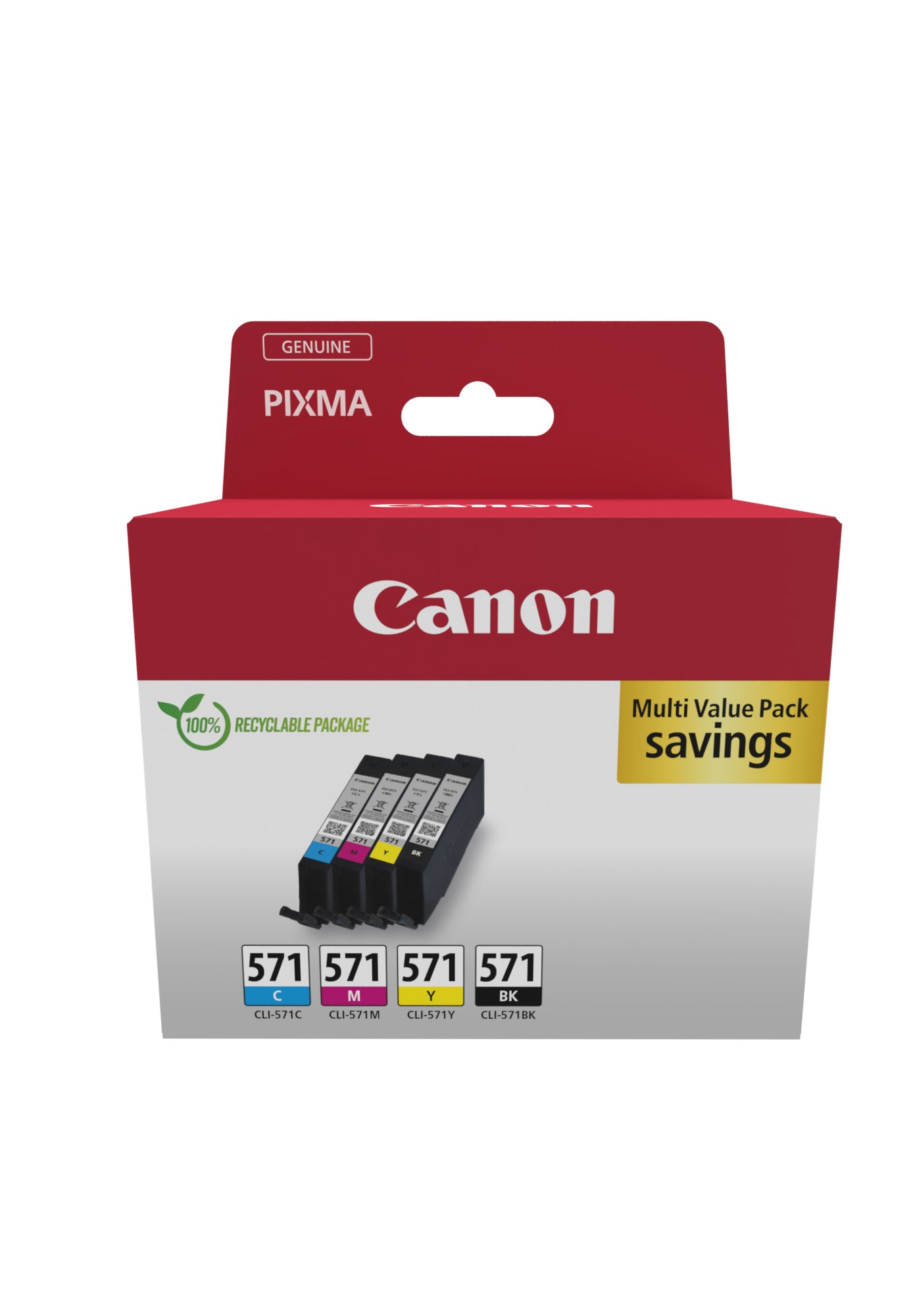 Canon 0386C008/CLI-571 Ink cartridge multi pack Bk,C,M,Y + Photopaper 10x15cm 50 sheet Blister 7ml Pack=4 for Canon Pixma MG 5750/7750