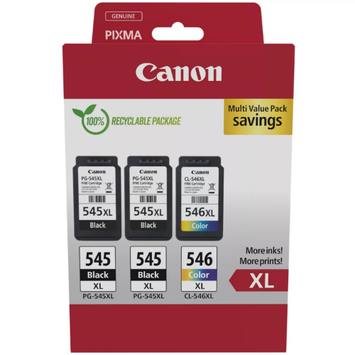 Canon 8286B013/PG-545XL+CL-546XL Printhead cartridge multi pack 2x black +1x color high-capacity 2x15ml + 1x13ml Pack=3 for Canon Pixma MG 2450