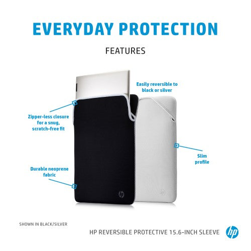 HP Reversible Protective 15.6-inch Silver Laptop Sleeve