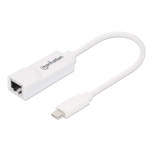 Manhattan USB-C to Gigabit (10/100/1000 Mbps) Network Adapter, White, supports up to 2 Gbps full-duplex transfer speed, RJ45, Three Year Warranty, Equivalent to US1GC30W