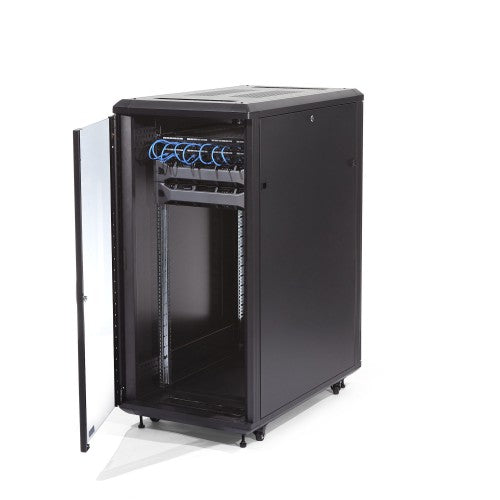 StarTech.com 4-Post 32U Server Rack Cabinet, Lockable 19" Data Rack Cabinet for Computer / AV / IT Equipment, Office / Home Network Rack with Casters & Adjustable Mounting Rails
