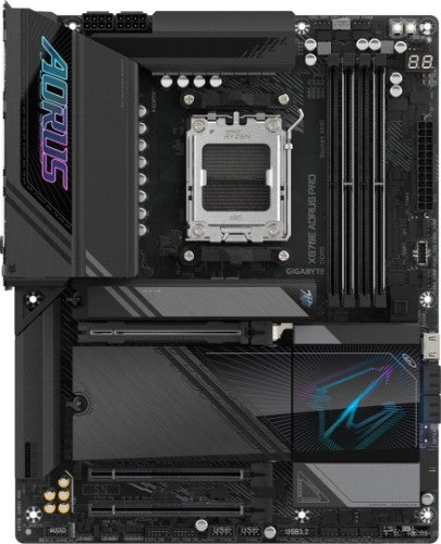 GIGABYTE X870E AORUS PRO Motherboard - Supports AMD Ryzen 9000 CPUs, 16+2+2 Phases Digital VRM, up to 8000MHz DDR5 (OC), 3xPCIe 5.0 + 1xPCIe 4.0,Wi-Fi 7, 2.5GbE LAN, USB 4